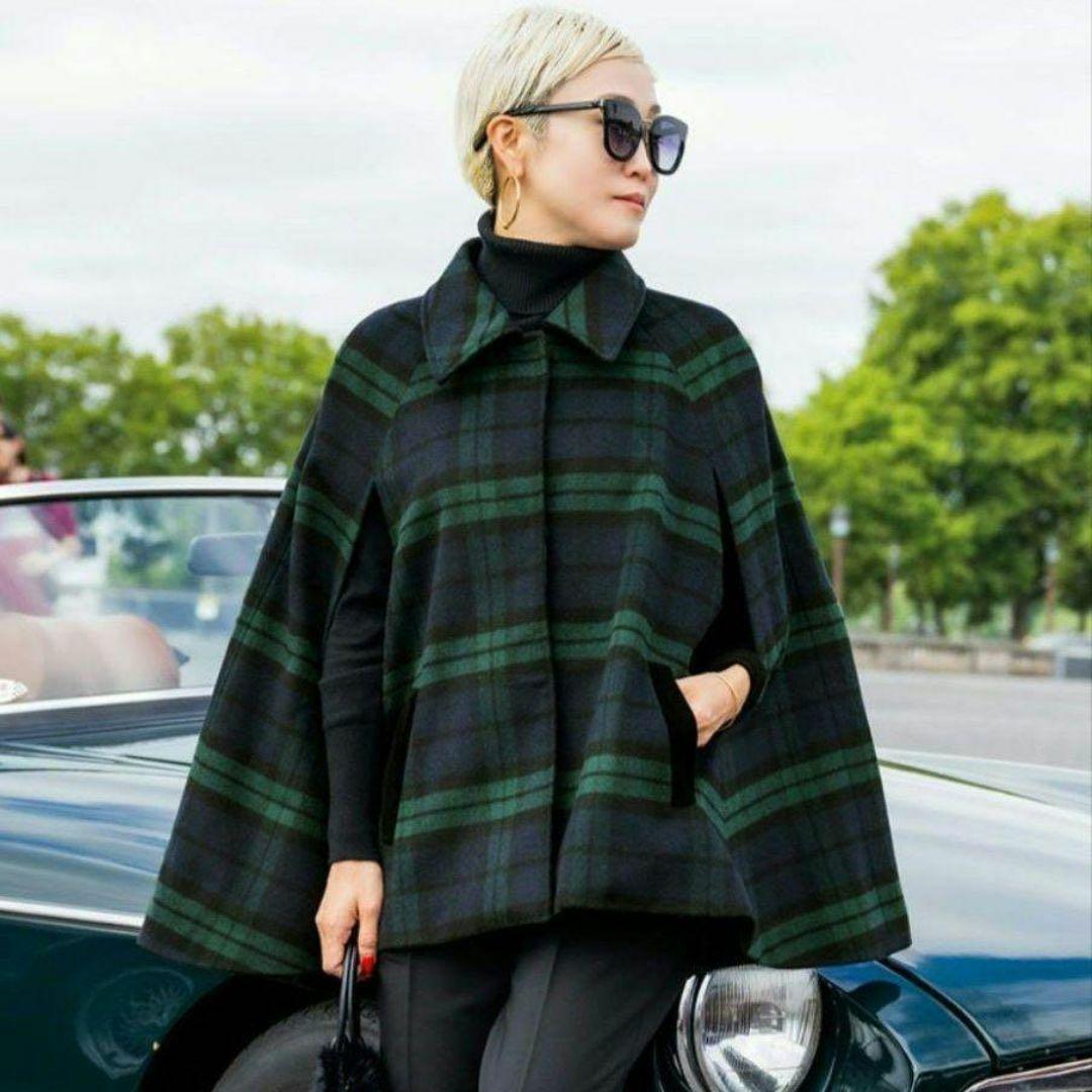 JENNE × BB. チェック柄 ケープ コート ジェンヌ ブリジットバルドー