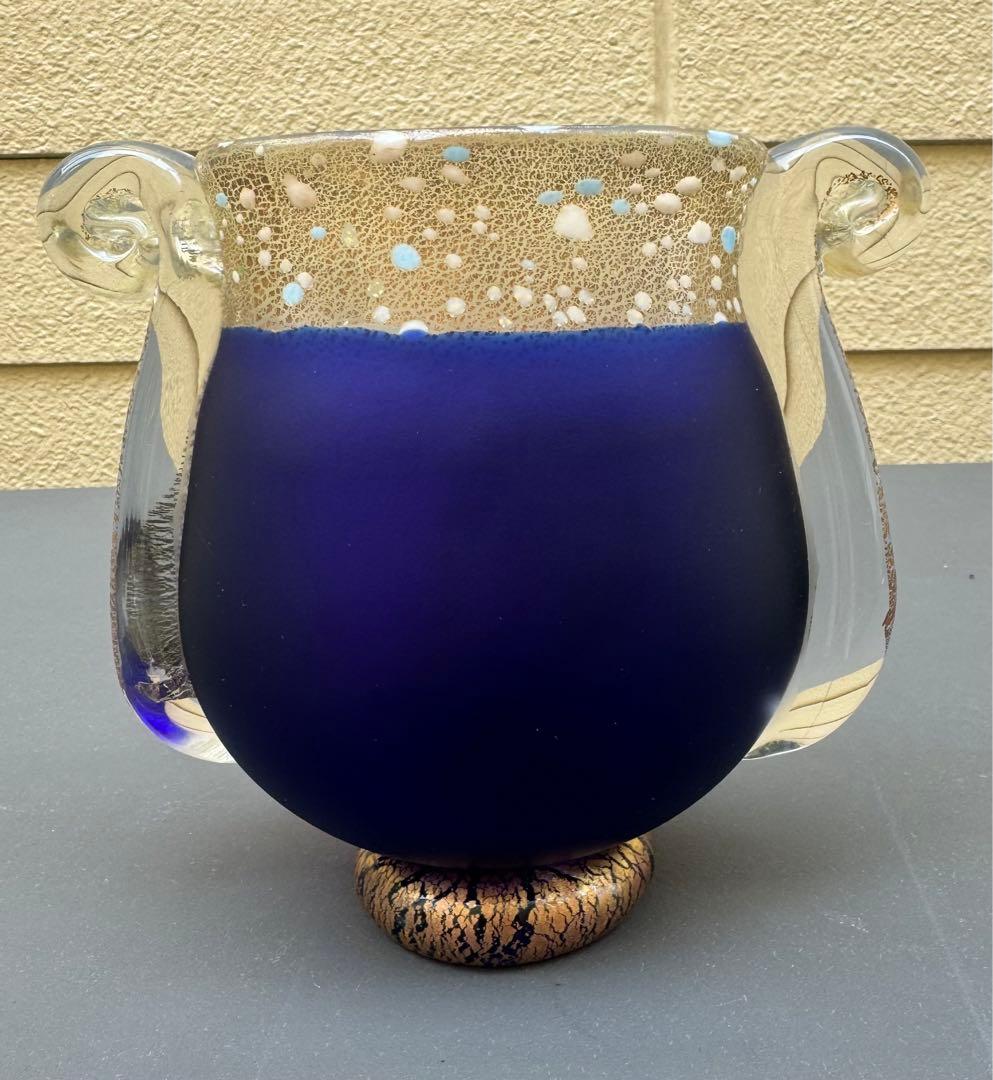 硝子工芸家 現代の名工 黒木国昭作品 花瓶 底にサイン入り - メルカリ