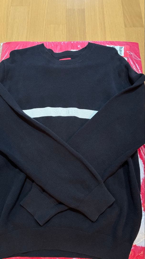 美品Supreme Chest Stripe Sweater FW18 ブラック - メルカリ