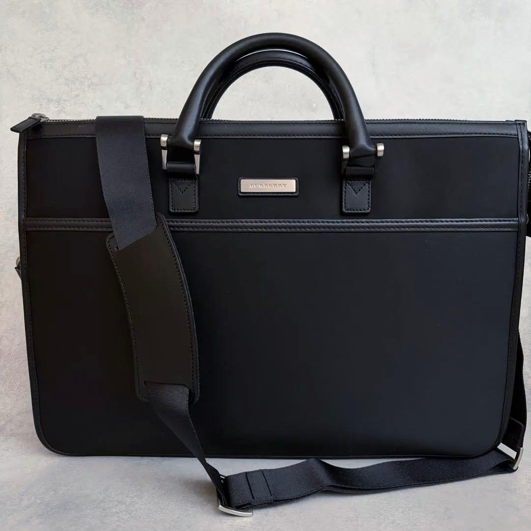 美品 BURBERRY ビジネスバッグ 2way ナイロン レザー 黒 - メルカリ