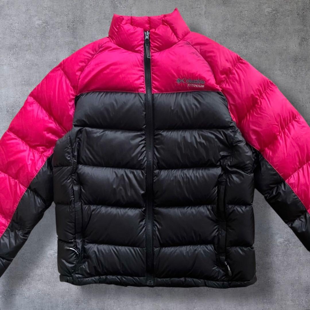 コロンビアColumbiaダウンジャケットTITANIUMピンクブラックL - メルカリ