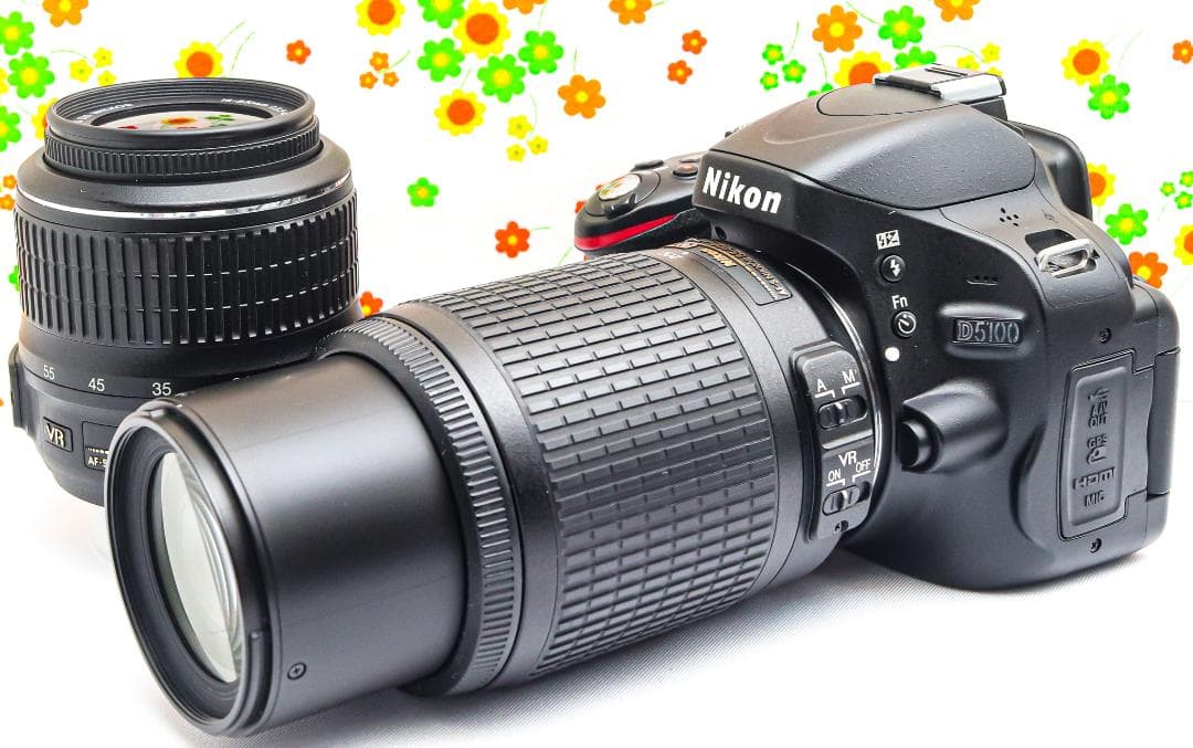 ニコン Nikon D5100☆スマホに送れる！☆一眼レフ☆ダブルレンズ！ ニコン（Nikon） Nikon D5100 300mm ダブルレンズセット カメラ レンズ