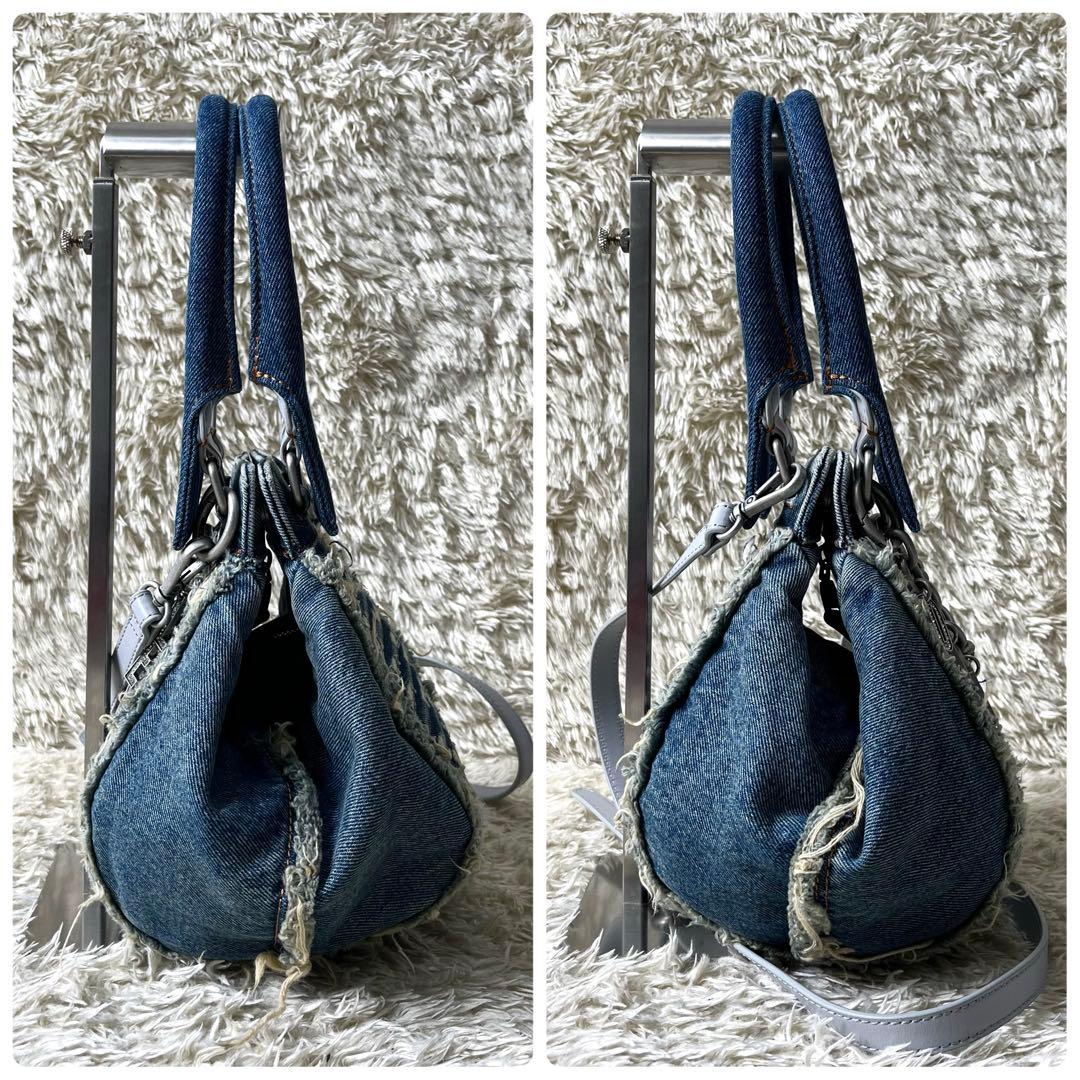 ディーゼル デニム 2way ショルダーバッグ インディゴ ロゴ金具 近年