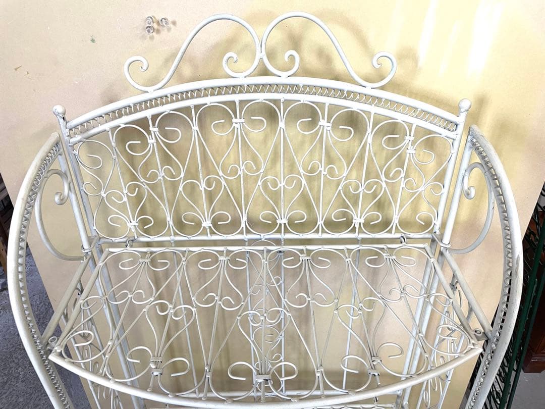 アンティーク風 プランターラック 鉢ラック 折りたたみ アイボリー系