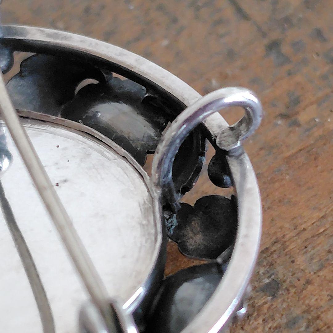 N.E.from シンセティックサファイア シルバー ブローチ ペンダント