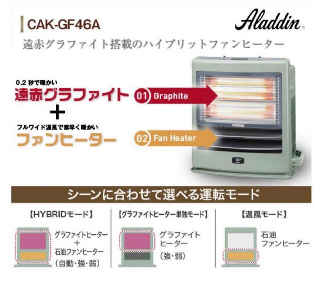 アラジン ハイブリッド石油ファンヒーター 電気ストーブ CAK-GF46A(G