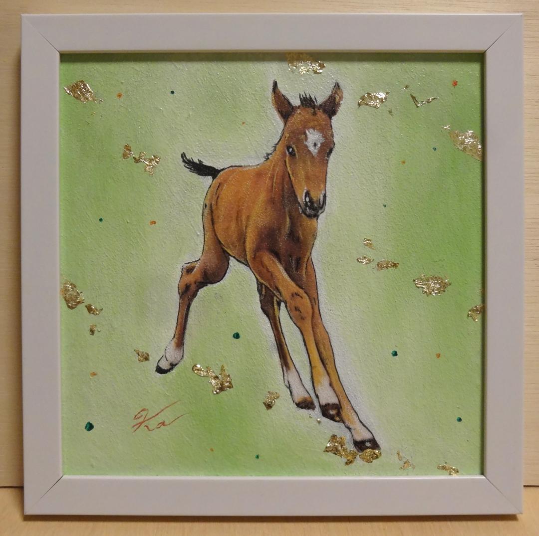 上鈴木正一 油彩画 20cm角『こうま(RUN)』新作原画 オススメの作品です