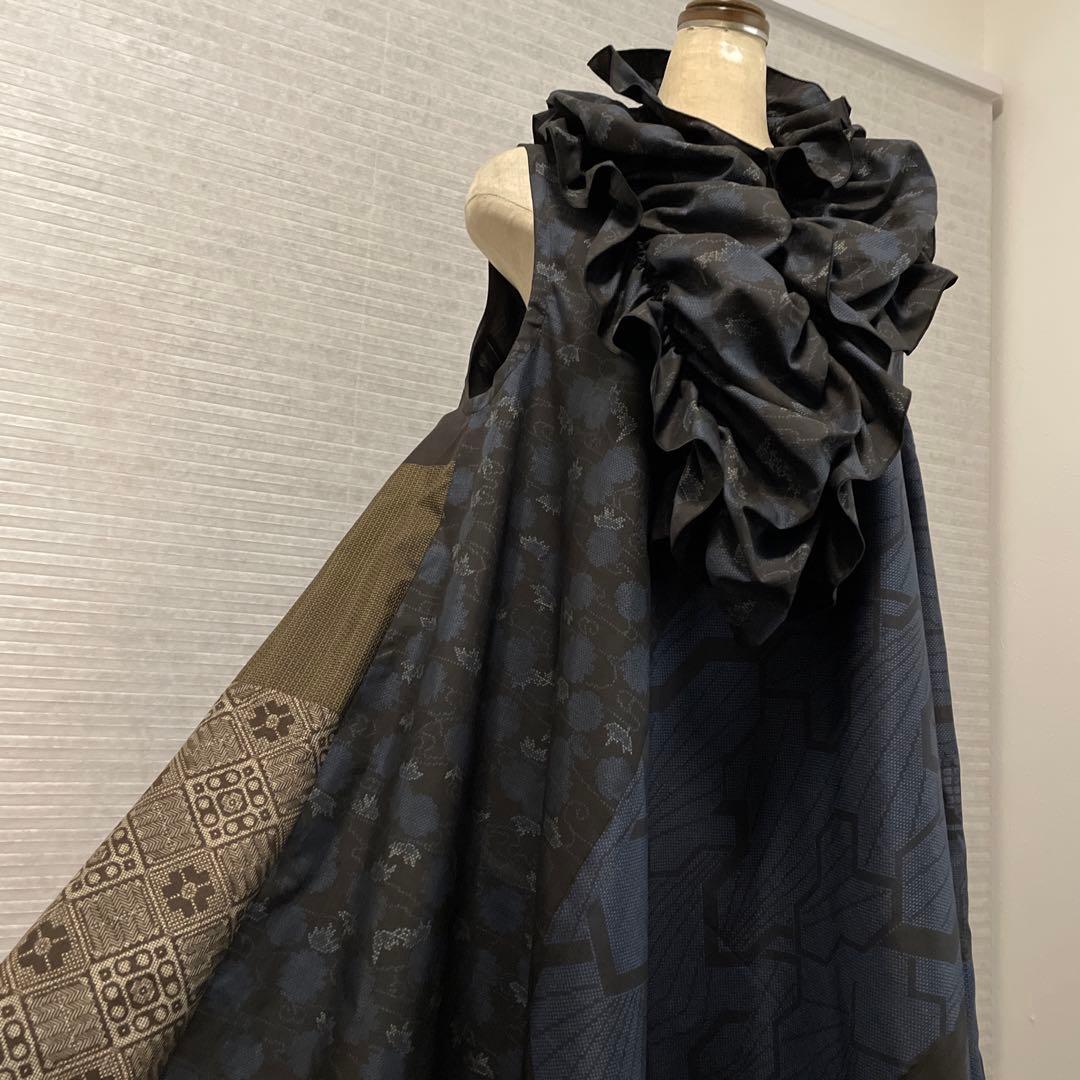 着物ワンピーステントラインマキシ丈【223】大島紬《龍郷柄7マルキ含む》