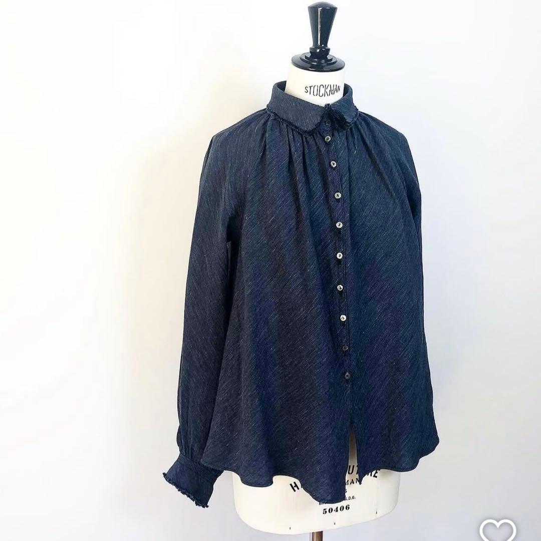 美品】yunahica インディゴリネン フリルブラウス サイズ2 - メルカリ
