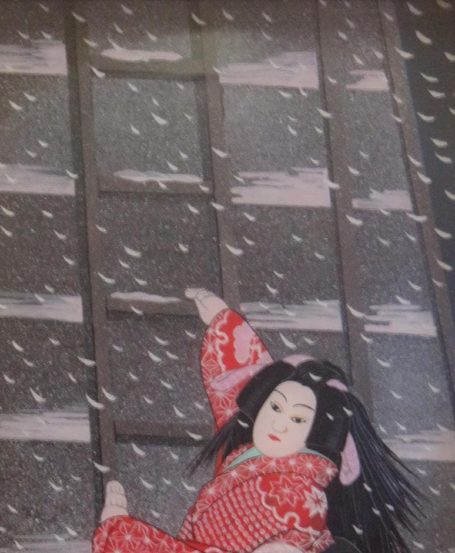 入江泰吉　「火見櫓お七」　ガラス絵　２７.５×１６ｃｍ　《真作》 ｍｃ