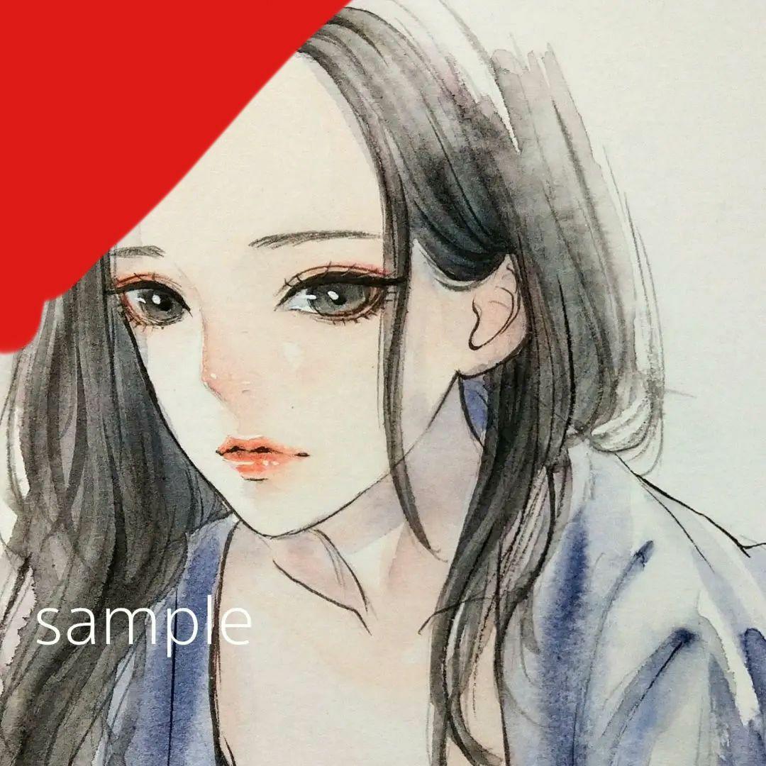 手描きイラスト 肉筆原画 美人画 水彩画 セクシー グラビア オリジナル