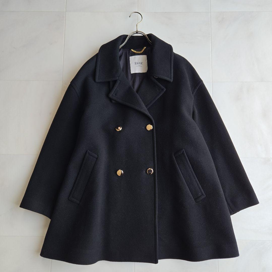 レサージュ SUPER120 ステンカラーショートコート ブラック 追加》SUPER120/MANTECOステンカラーショートコート（ステンカラー