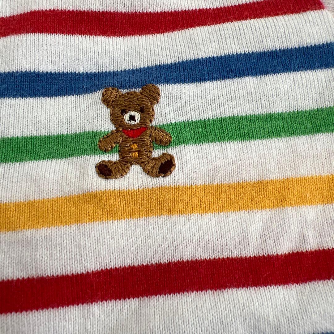 miki HOUSE ストライプロンパース 70 虹色 - メルカリ