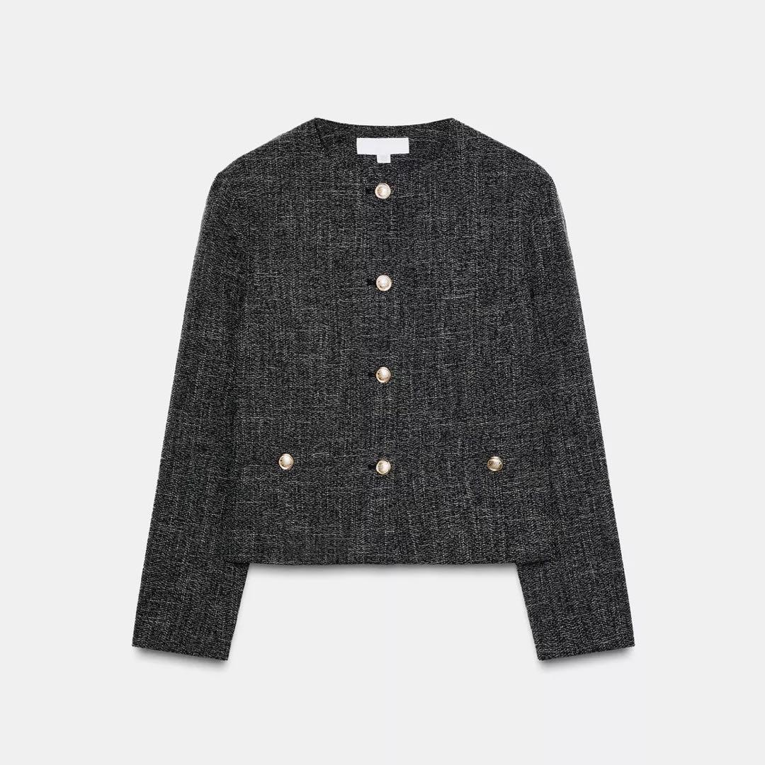 美品　ZARA メランジショートブレザー 美品 ZARA メランジショートブレザー - メルカリ