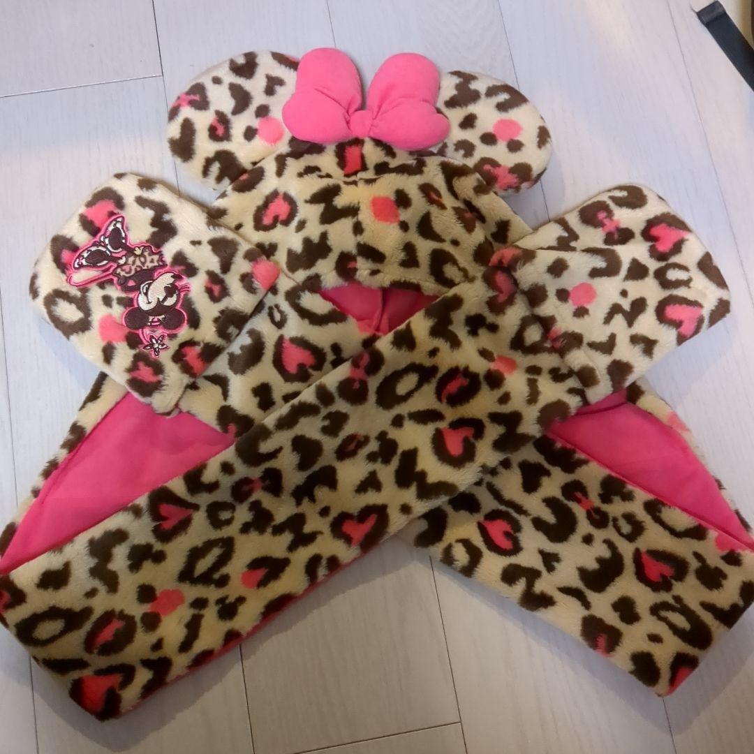 ディズニー ミニー ヒョウ柄マフラーファンキャップ - メルカリ