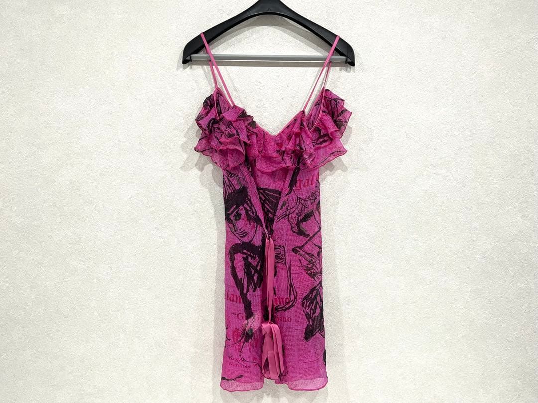 h832 新品 希少 ジョンガリアーノ プリント フリル キャミソール イタリア