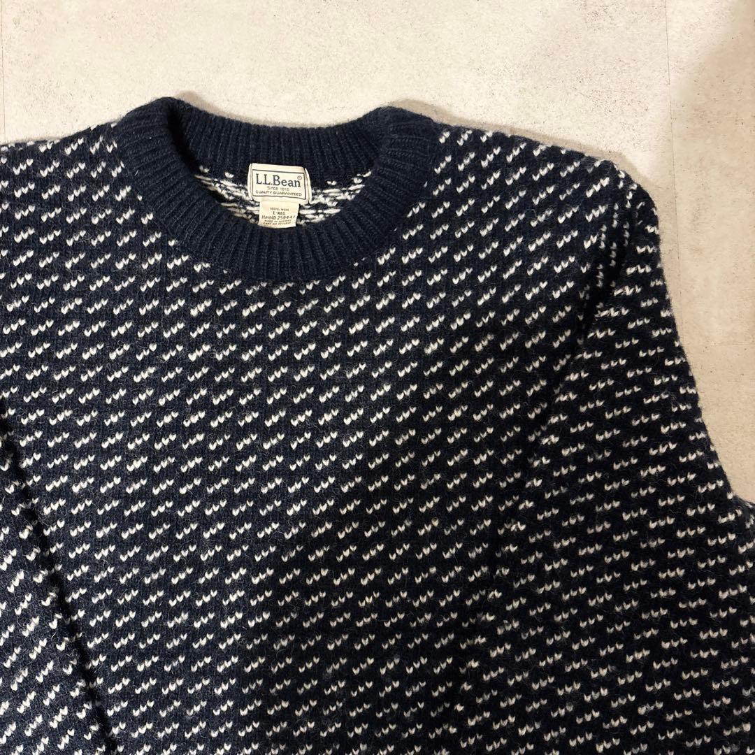 L.L.Bean バーズアイニット 90s 00s ネイビー ノルウェー製 古着