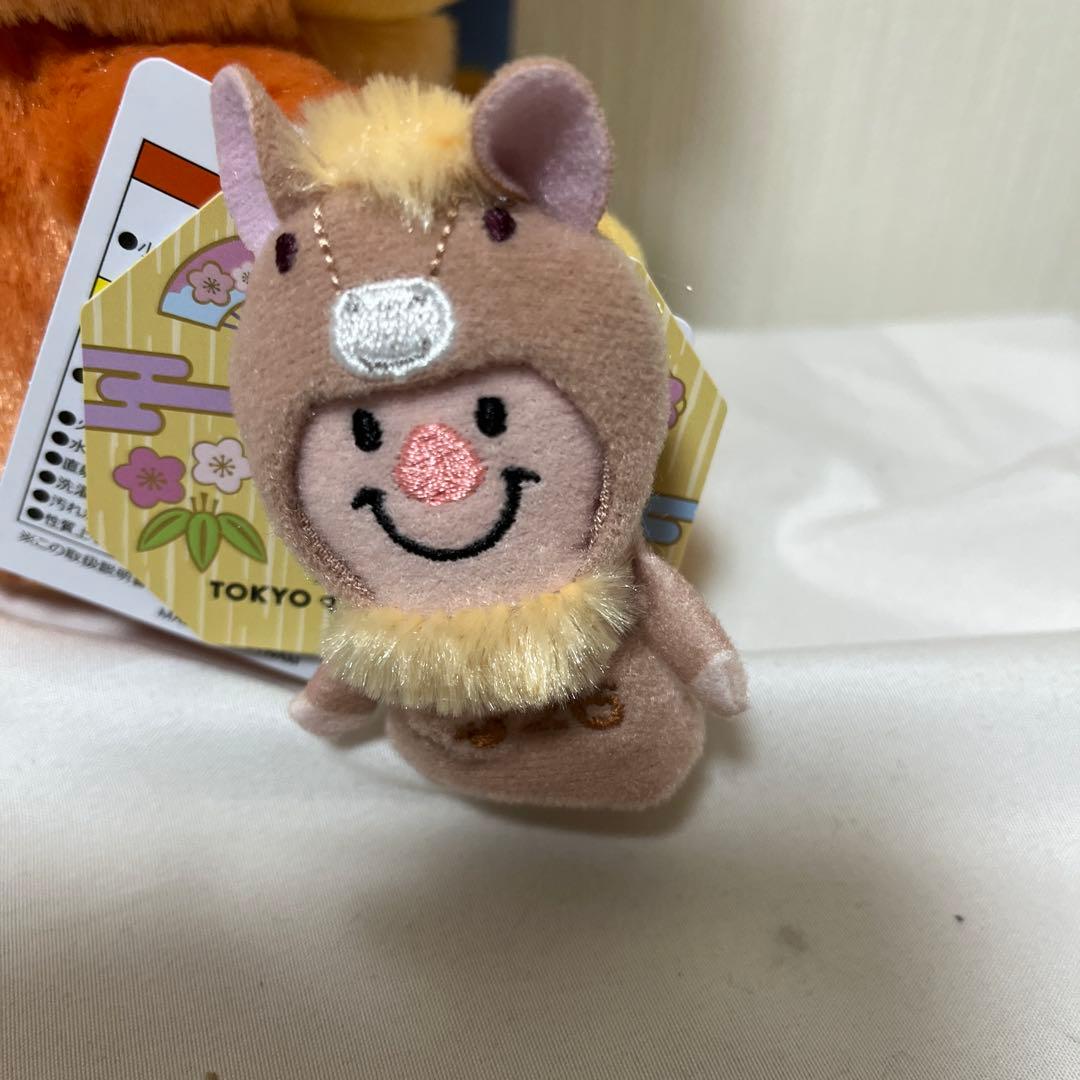 新品 プーさん ぬいぐるみ2026干支 うま年 ディズニー セット指人形