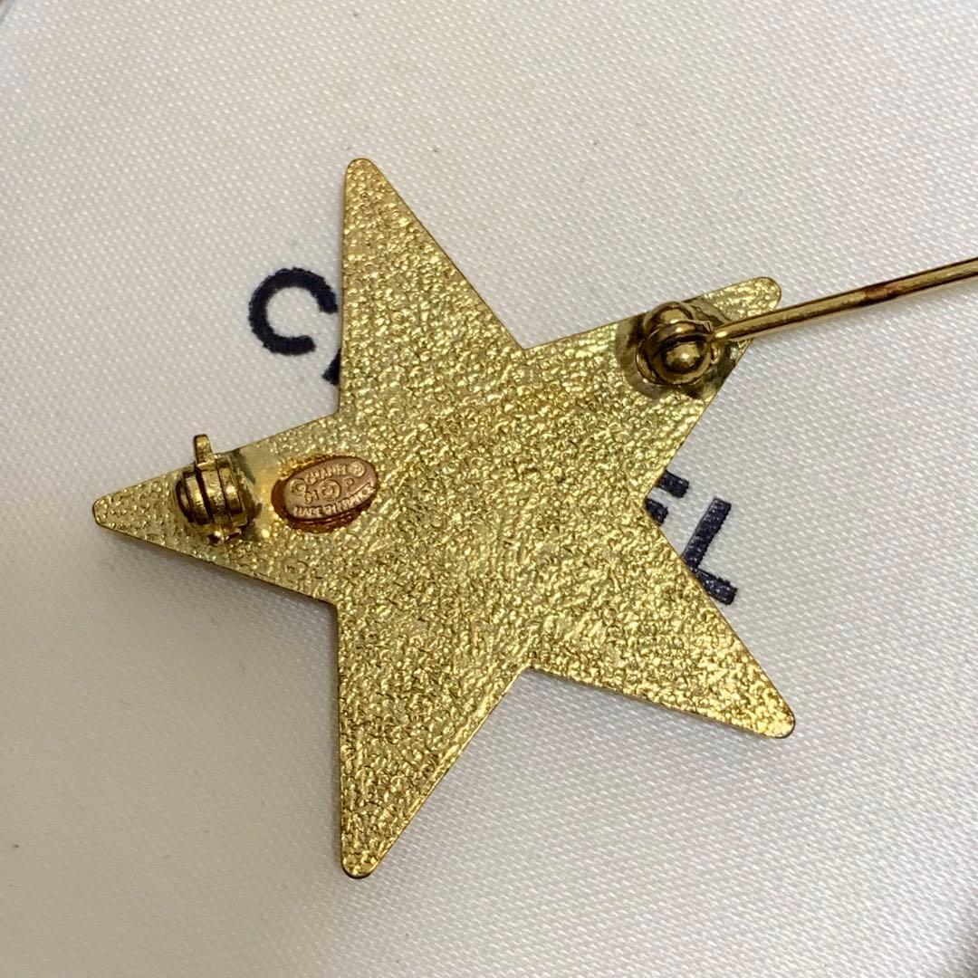シャネル CCロゴ オレンジxゴールド スターブローチ 星型ブローチ