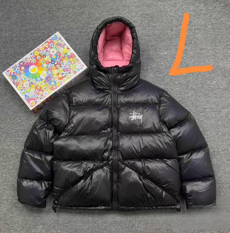 Stussy 刺繍 ブラック Lサイズ ダウンジャケット STUSSY（ステューシー） ジャケット メンズ Nylon Down Puffer