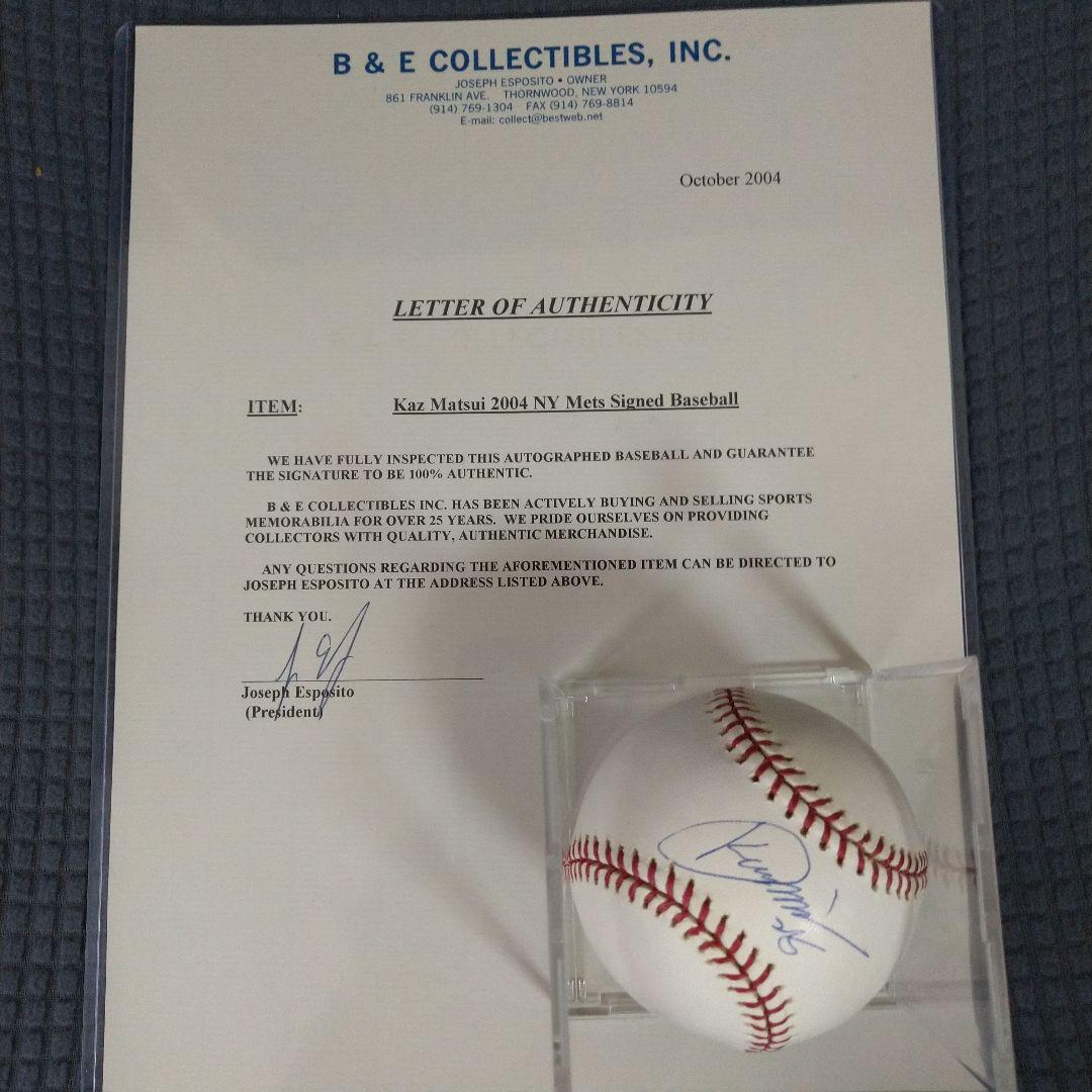 値下げ＊鑑定書付 元NYメッツ 松井稼頭央 2004年直筆サインボール MLB