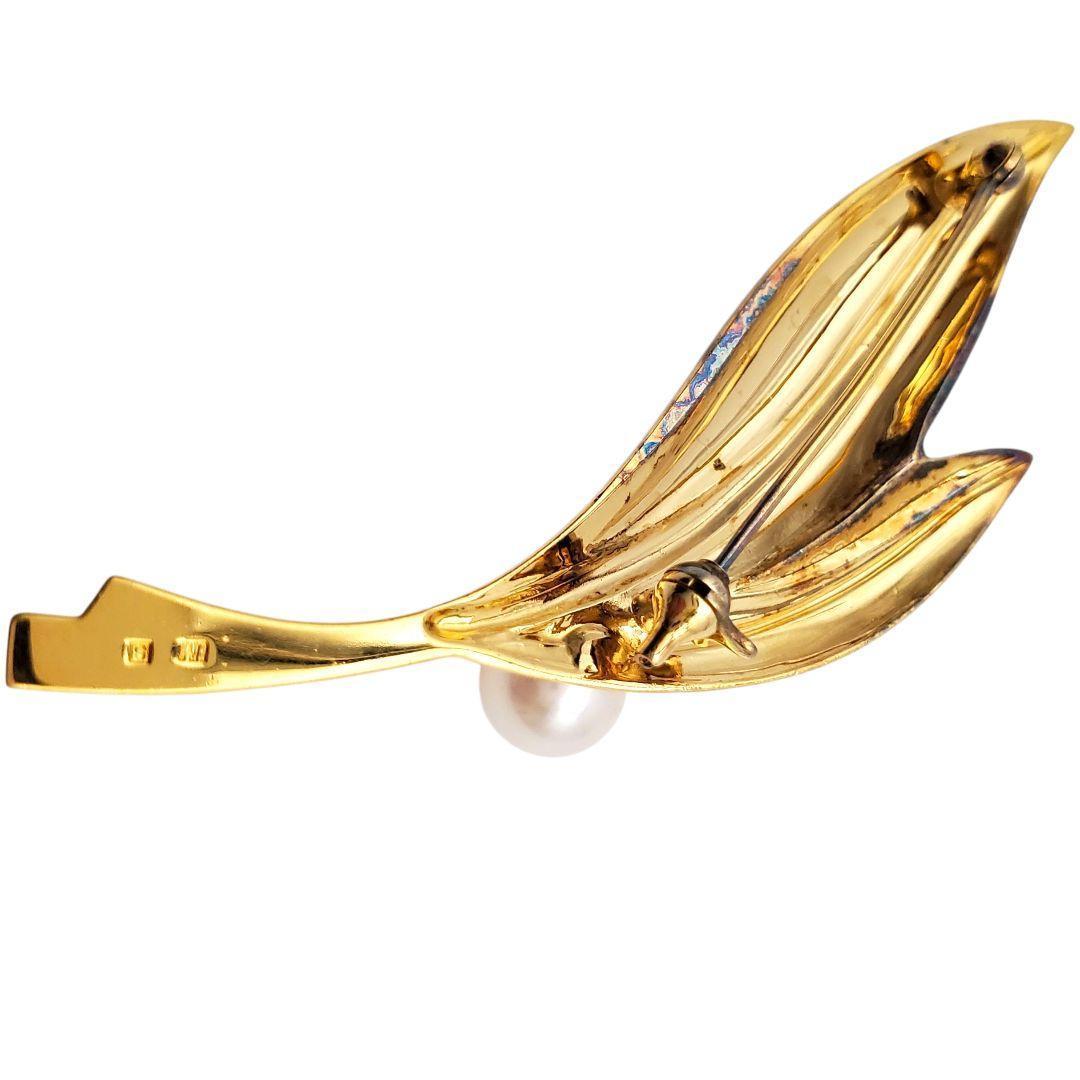 美品 ミキモト パール ブローチ リーフ 葉 7.1mm S刻印 本真珠