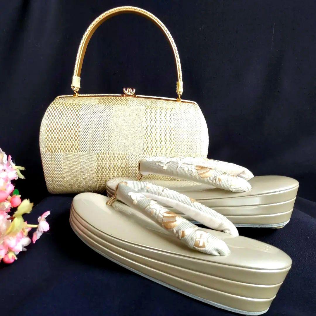 和装草履バッグ 神田胡蝶（東京胡蝶）エナメル牛革 三枚芯お草履 和洋