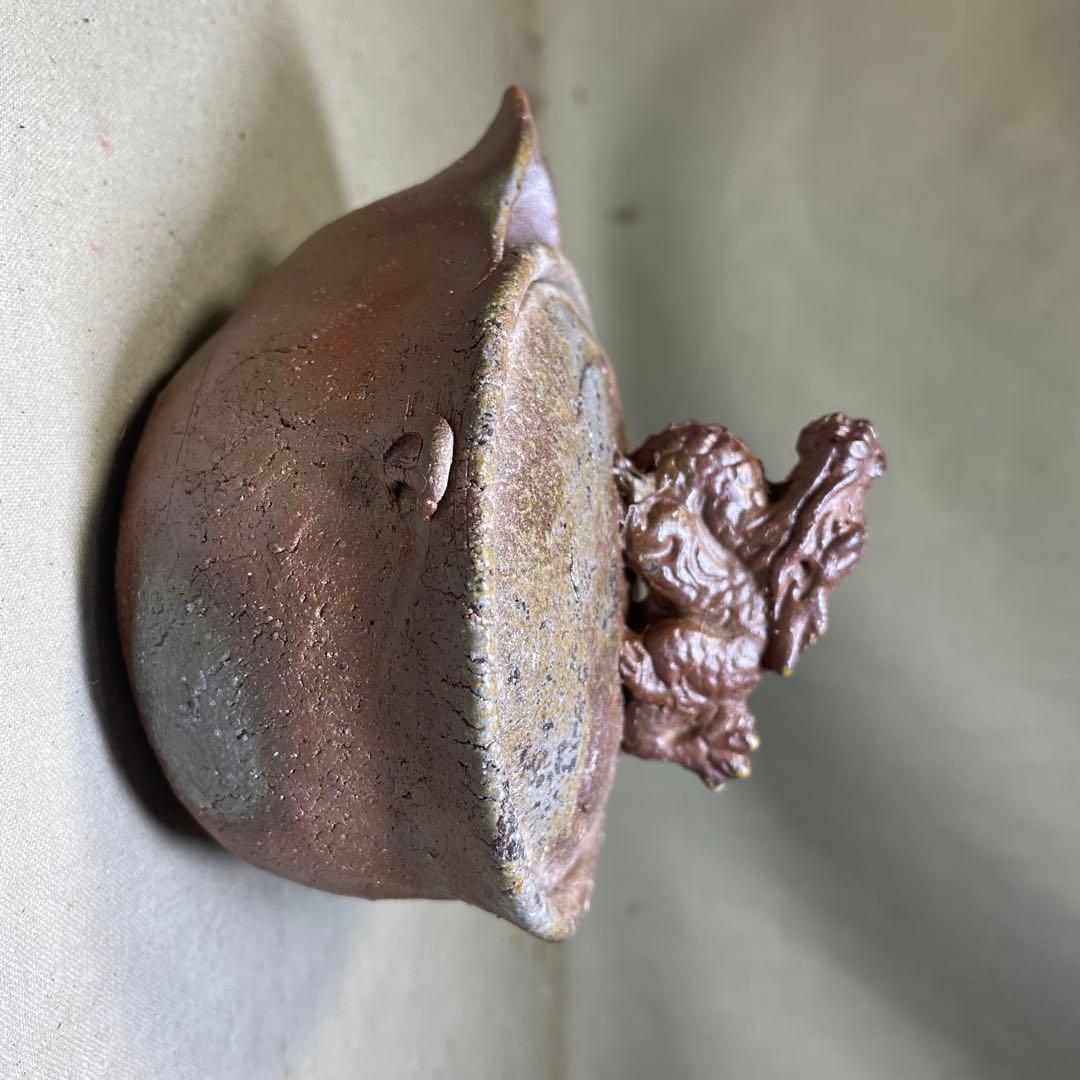 ト*ン様 備前焼 備前手造り龍宝瓶 獅子宝瓶 在銘 2