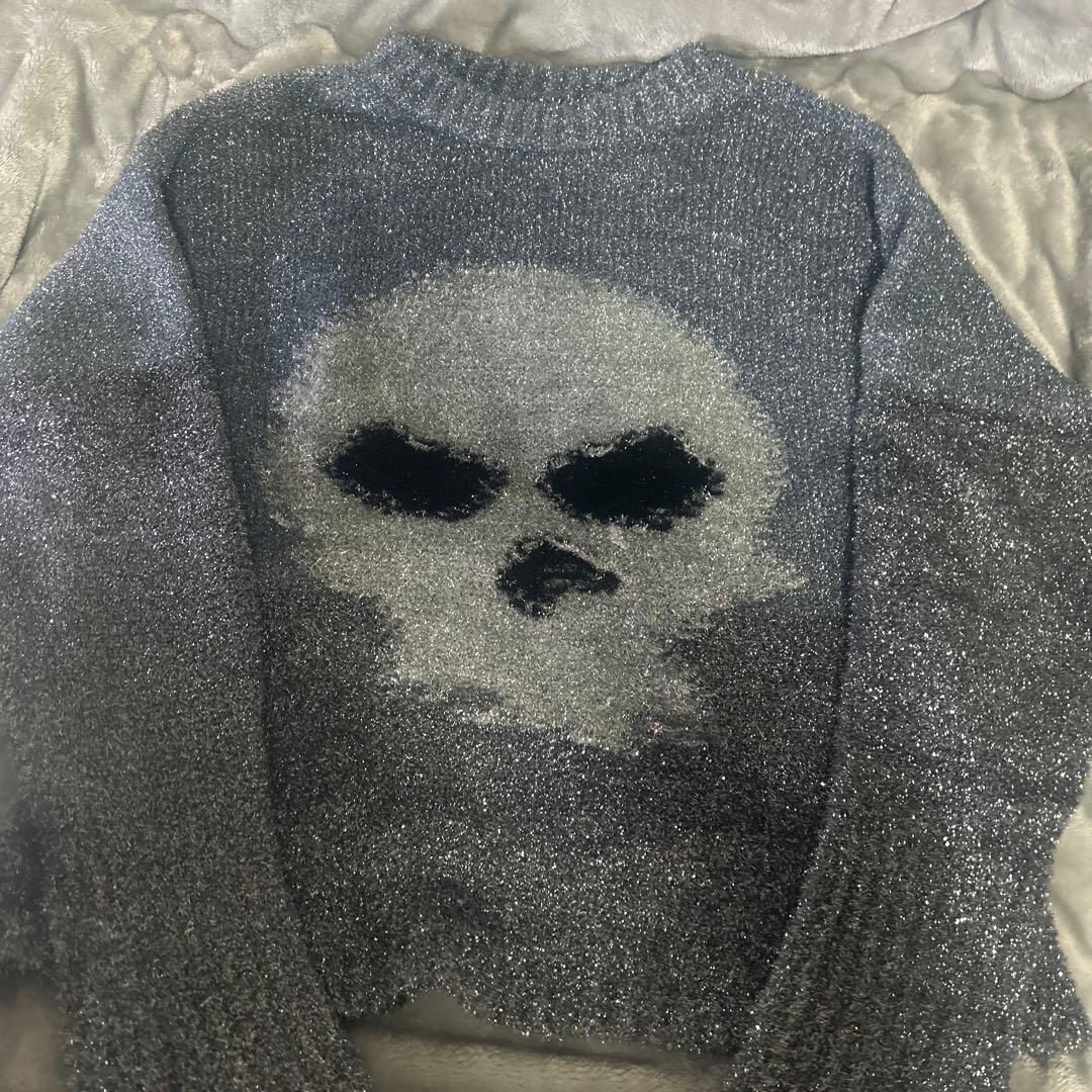 最終値下げ‼️ERL スカルデザイン グレーラメセーター - トップス超 安い