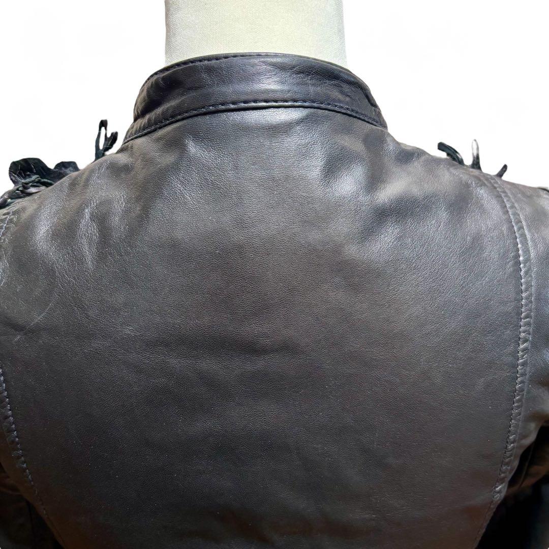T様】パトリツィア ぺぺレザージャケット 黒 S 羊革 高級装飾 希少