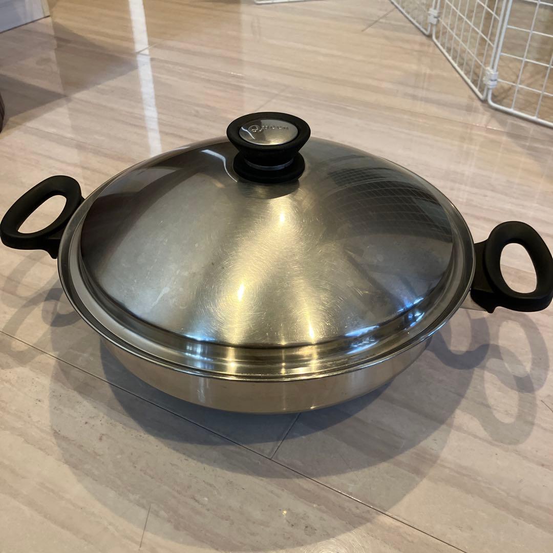 アムウェイ クィーンクック　中華鍋 Amway Queen アムウェイ クィーンウォック 網2点 中華鍋 両手鍋 深鍋