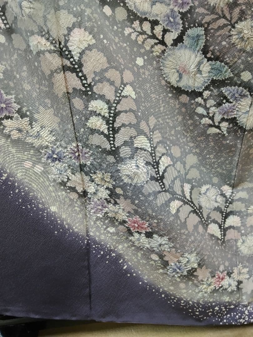 最終値下げ F‐315 訪問着 辻ヶ花 袷 暈し グレー系紫 作家落款 美品