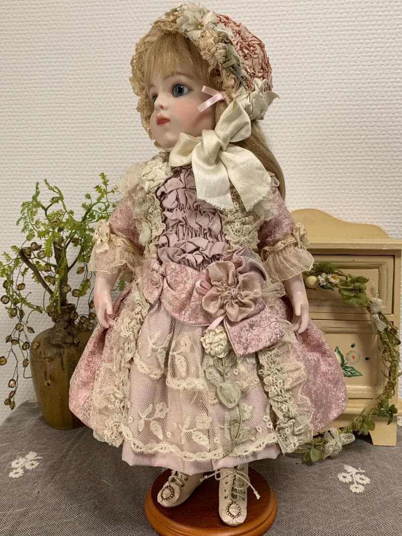 ✨3日間限定✨ビスクドール38㎝用ドレス&ボネ ピンク系 リプロ