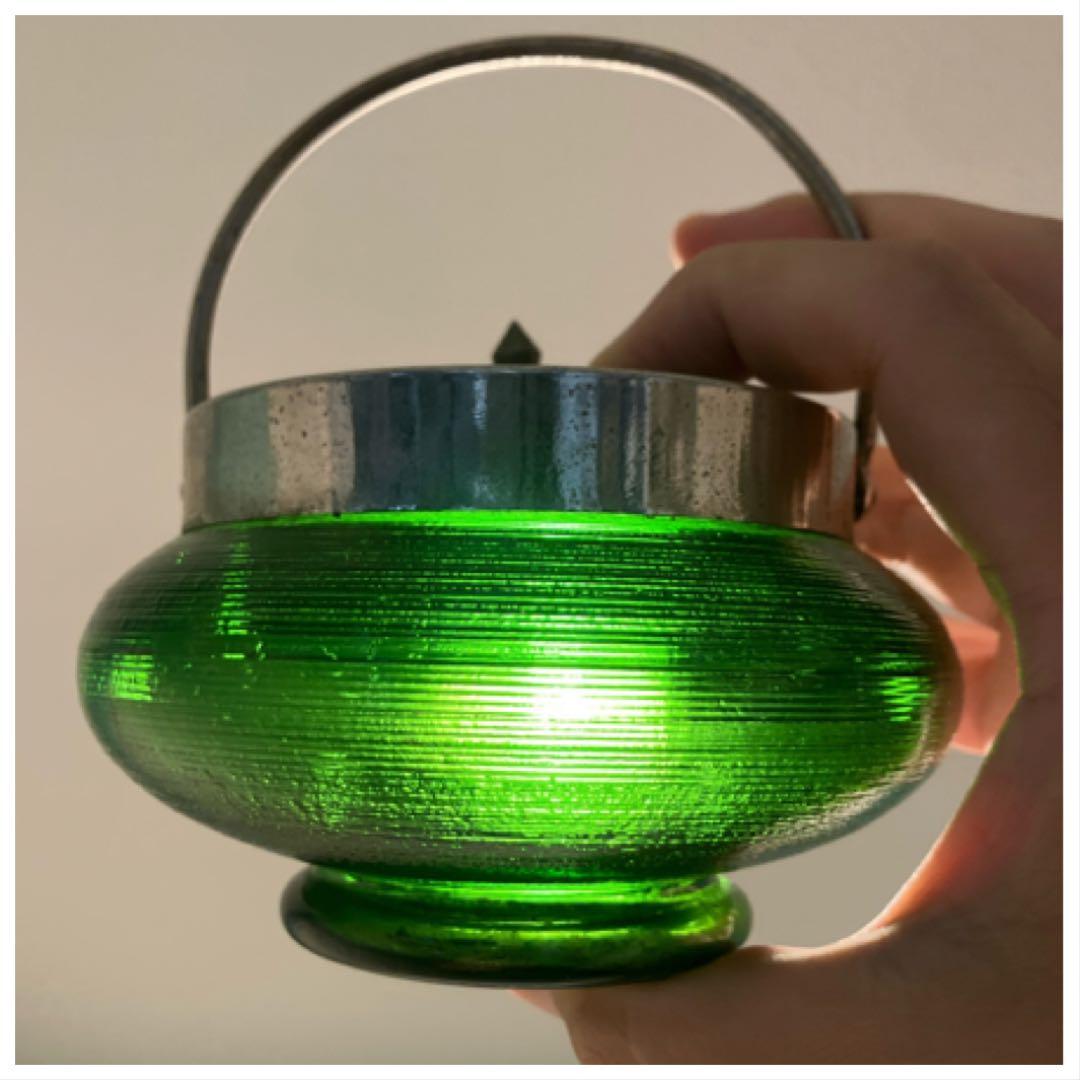 ◇◇専用◇◇濃緑色の大きめガラスシュガーポット◇レトロ◇大正