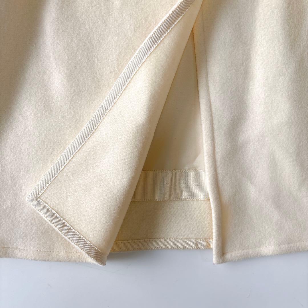 美品⁑セルフォード ノーカラーショートコート アイボリー 36 Aライン