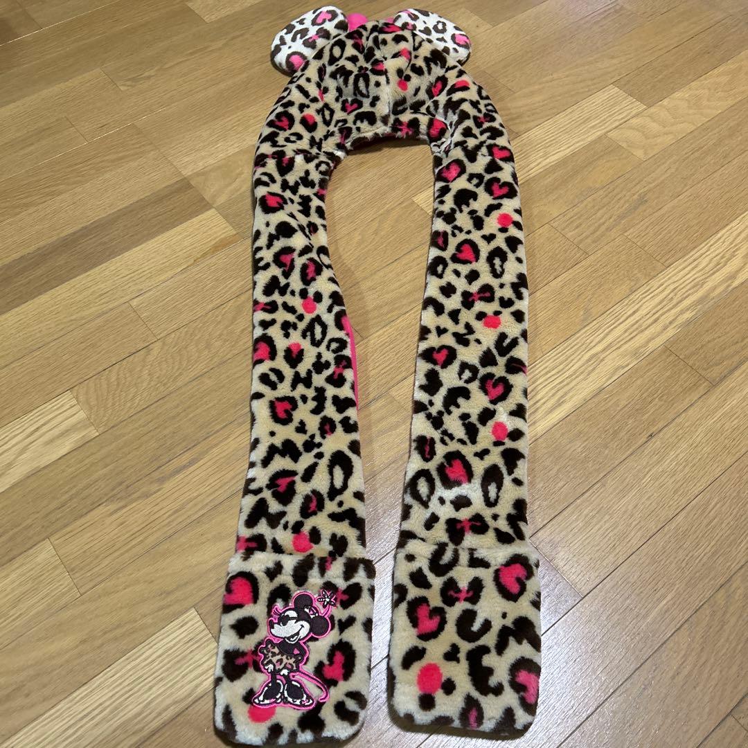 ミニー・マウス ヒョウ柄 帽子 スカーフセット