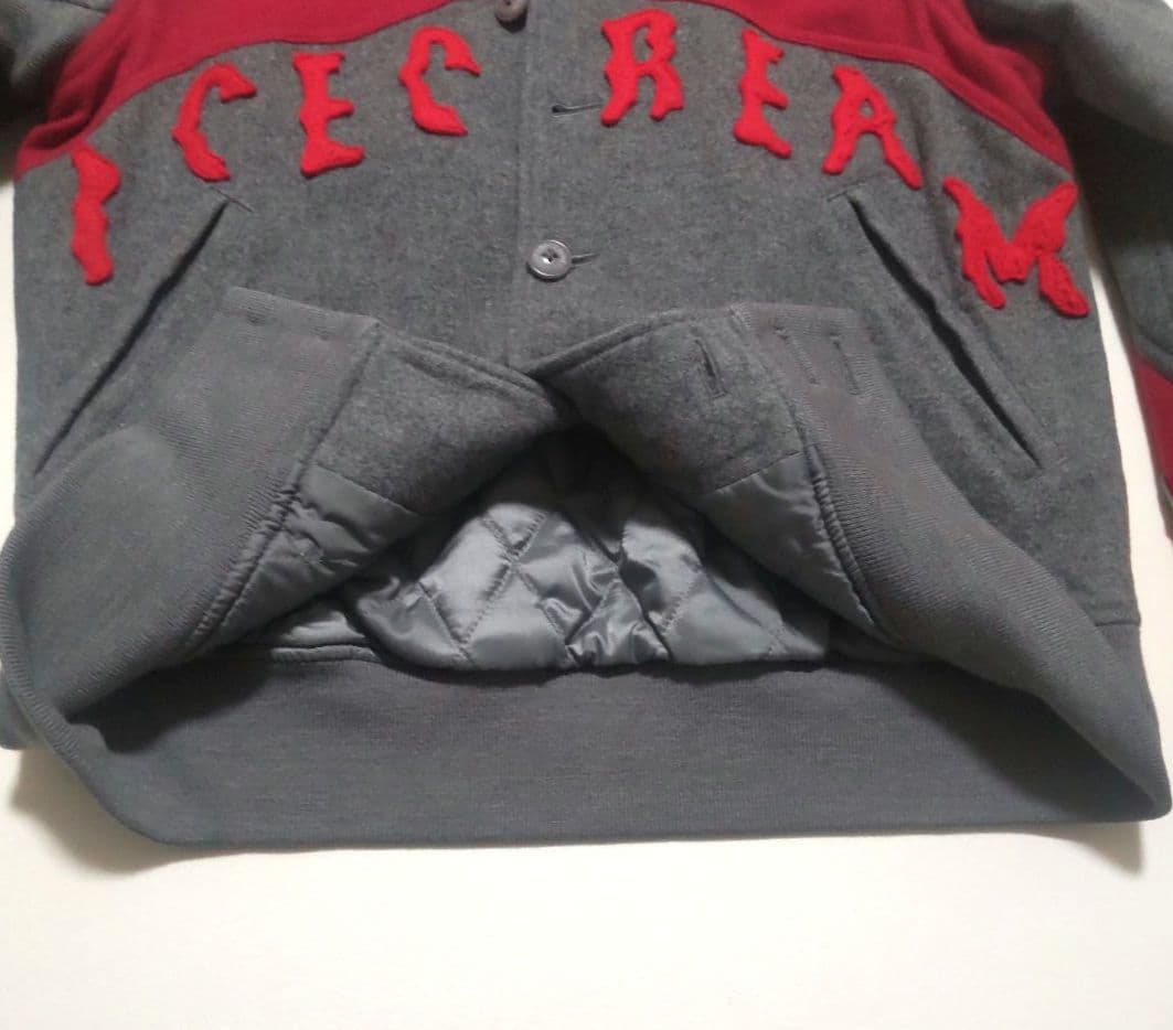 アイスクリーム 襟付きスタジャン ブランド ロゴ モンロー ワッペン