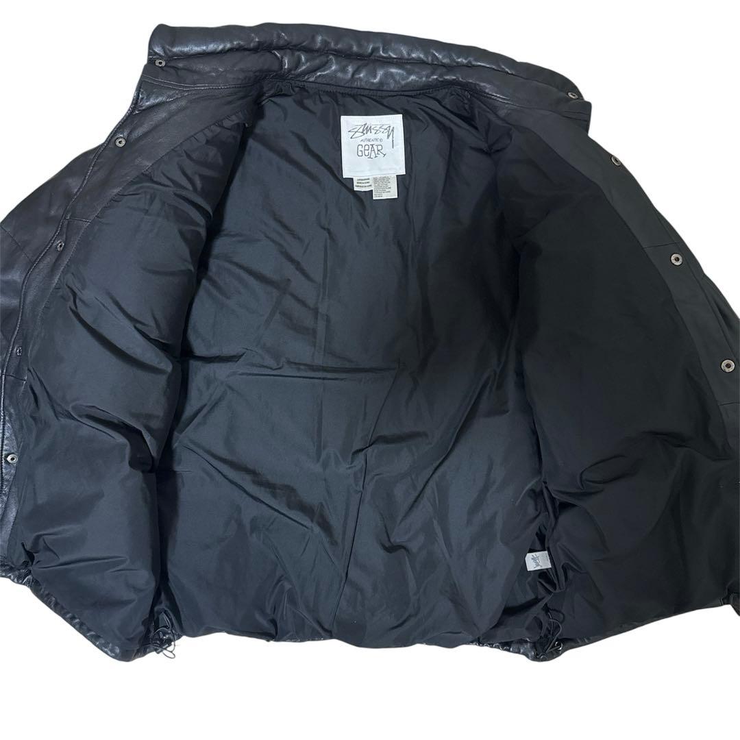 Stussy Authentic Gear ブラック レザーダウンジャケット L - メルカリ