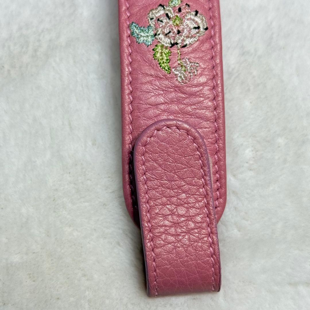 希少 美品 Christian Dior ピンク 刺繍 ベルト CD金具
