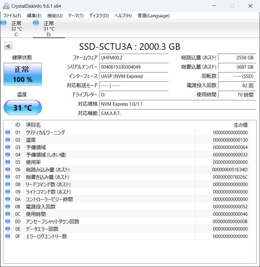 BUFFALO 外付けSSD 2.0TB SSD-SCT2.0U3BA/N