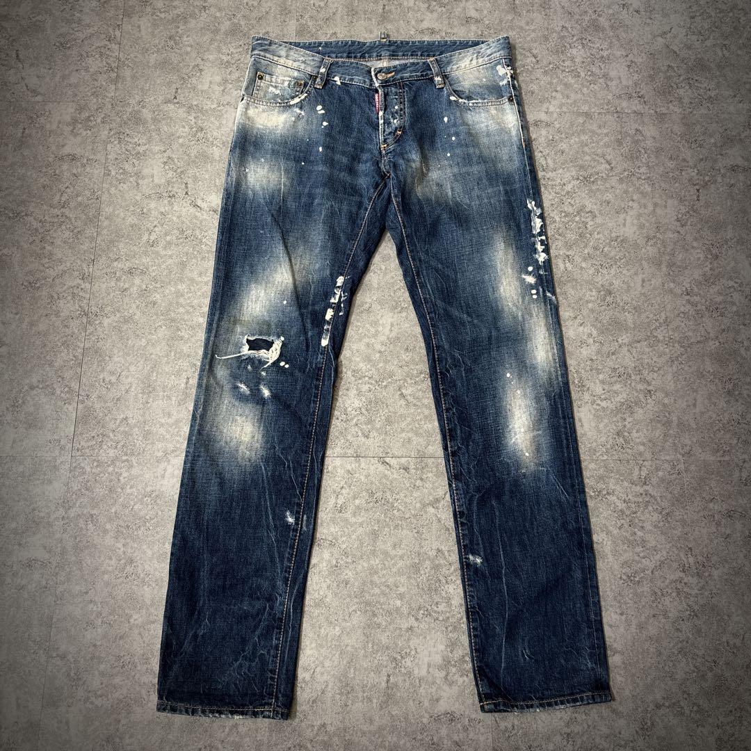希少サイズ 50 ディースクエアード ペンキ ダメージ加工 デニムパンツ