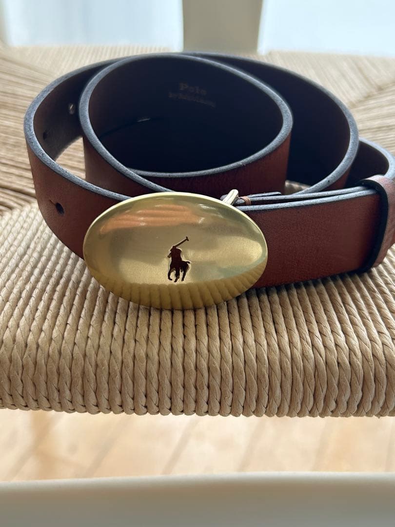 Ralph Lauren レザー ベルト ブラウン　未使用 POLO RALPH LAUREN（ポロ・ラルフローレン） ベルト オイルレザー 35mm