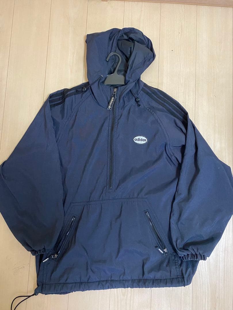 90s adidas（アディダス）ナイロン アノラックパーカー/ネイビー