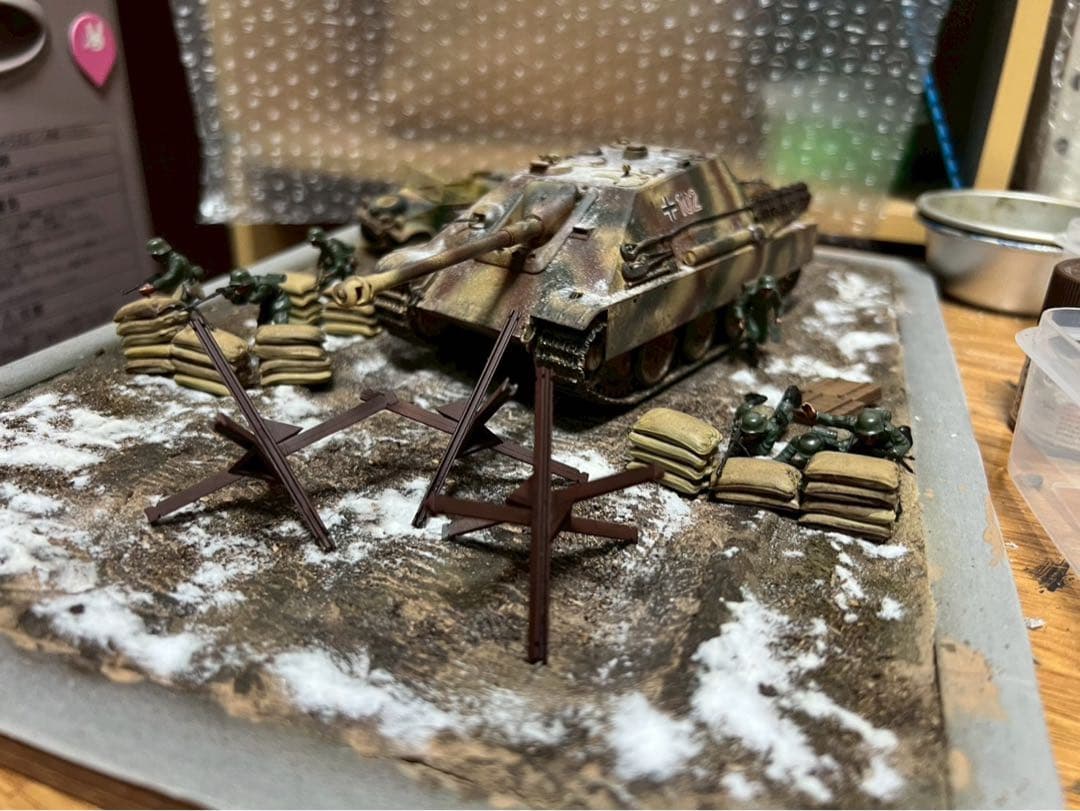 1/48 タミヤ ヤークトパンサー 後期型 完成品 ジオラマ【冬の東部戦線