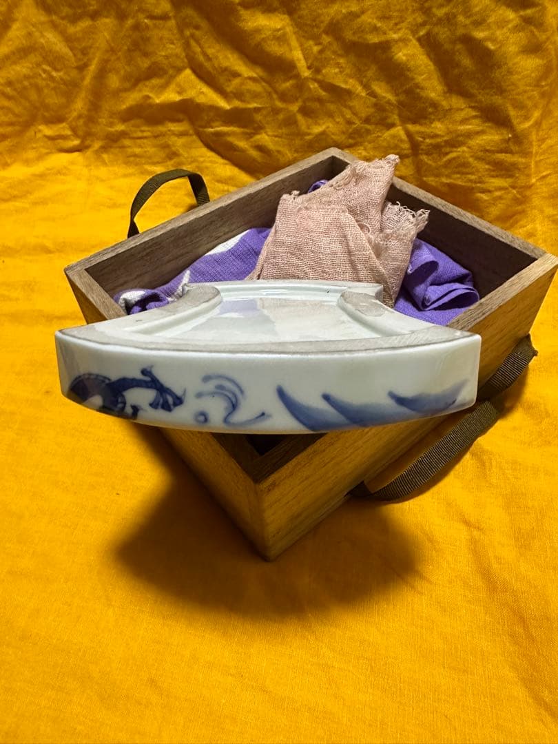 希少品！清風与平 青華磁風字形 硯 二重箱 共箱