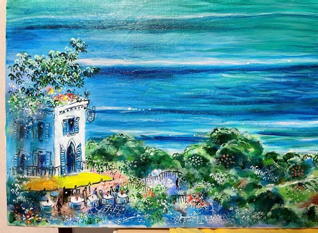 平野琳人『帆船のいる港』油彩 原画 M30 大作傑作 平野オリジナル額装