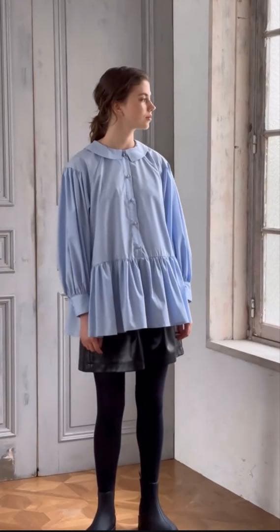 アンミヌ　ギャザーフレアブラウス（サックス） HARUKA DESIGN】ギャザーティアードフレアブラウス【宅配便】 | 新作