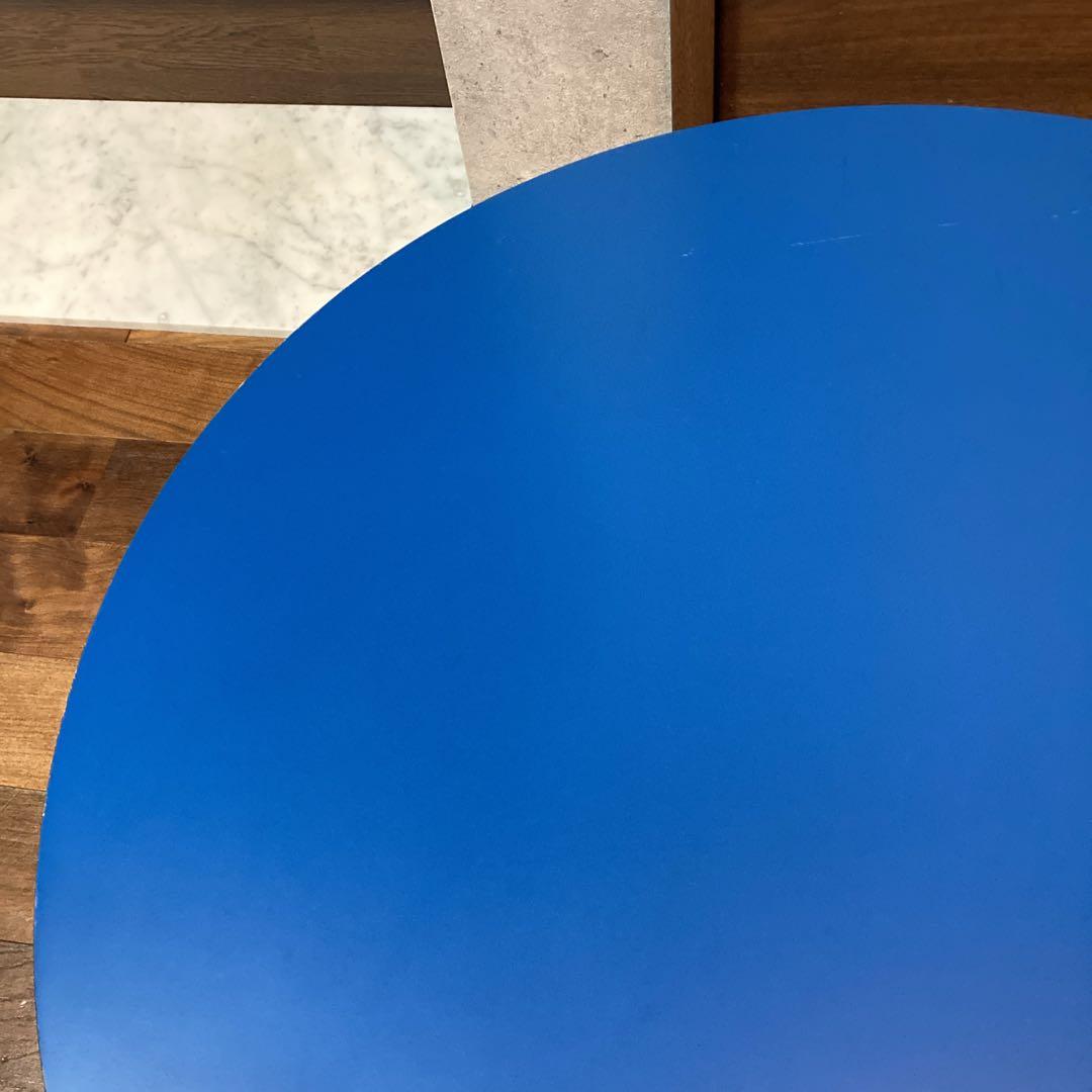 人気✨️青色 アメリカン レトロ 丸型ダイニングテーブル 76×76×31.5cm