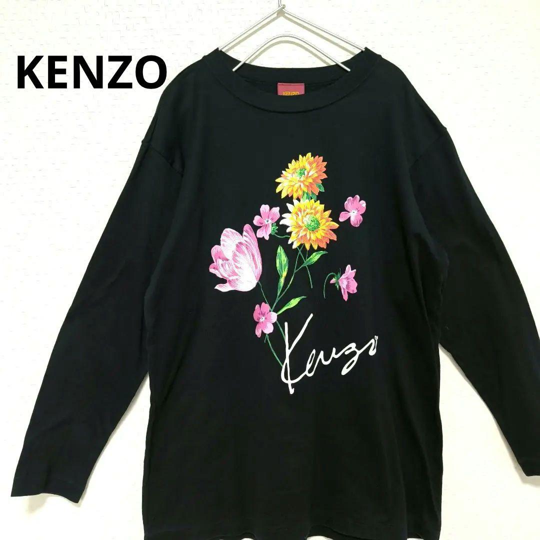 ケンゾー ビッグロゴ スウェット ロンT Tシャツ 花 フラワープリント