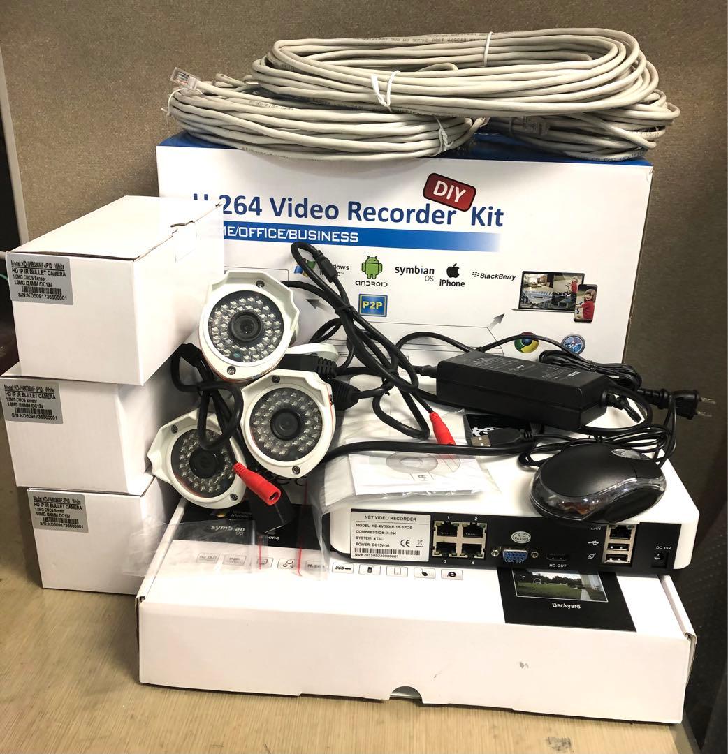 POE 防犯カメラ3台 と録画機 NVR セット 2TB HDD付 SecuSTATION 防犯カメラ 屋外 セット 家庭用 PoE カメラ2台 モニター